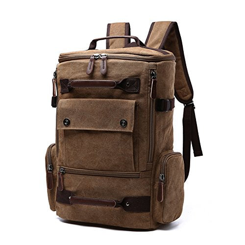 Jahomieo Vintage Canvas Backpack Casual Travel Rucksack 15.6inch Laptop Daypacks Hiking Camping Backpack