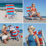 Rio Beach 2-Pack Wide Big Boy 4-Position Backpack Beach Chair with Pillow, Arms, and Storage Pouch, Lightweight Outdoor Portable Camping Chair with Carry Straps, Supports up to 300 lbs., Blue/Red