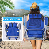 Canpsky Portable Beach Chair for Adults, 4 Position Backpack Folding Camping Chairs for Outdoor, Beach Chairs with Backpack Straps,Blue