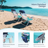 LET'S CAMP Backpack Beach Chair Set of 2, 4-Position Classic Lay Flat, Pillow and Padded Shoulder Straps, Storage Pouch and Towel Bar, Support 350LBS, Wave