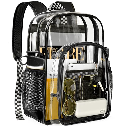 PAMANO Clear Backpack Transparent Heavy Duty School PVC Bookbag See Through Bag Boys and Girls for College Work Travel Security