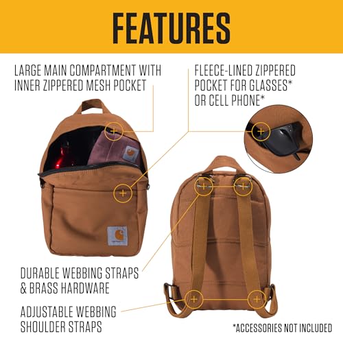 Carhartt Classic Mini Backpack, Durable, Water-Resistant Backpack with Adjustable Shoulder Straps, Tidal