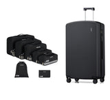 Hanke Packing Cubes for Travel and 28 Inch Luggage PC Hard Shell Suitcases with Wheels, 7 Sets Compressible Expandable Packing Organizers for Suitcase, Lighweight Luggage Bag for Travel (Black)