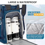 Lunidry Ski Boot Bag, 65L Waterproof Ski Bag & Snowboard Boot Bag, Travel Backpack for Skis Snowboard Helmet Goggles & Accessories
