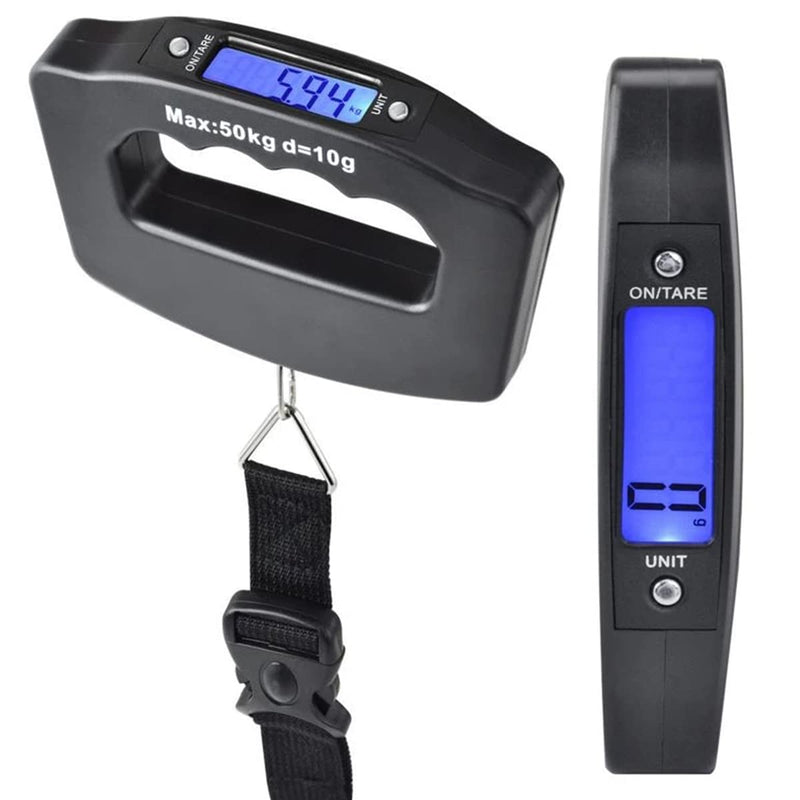 Digital Luggage Scales,110lb Electronic Hanging Scales, Portable Digital Luggage Scale with Backlight Digital Display Travel, Handheld Style Suitcase Scales with Hook for Travel Outdoor Home Use