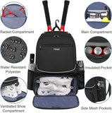 Ytonet Tennis Bag Tennis Backpack for Women Men 2 Rackets with Insulated Pocket Ventilated Shoe Compartment