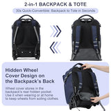 NEW TILAMI 18 Inch Expandable Rolling Backpack with 6-Wheel Stair Climbing, Waterproof Wheeled School Bag with 15.6" Laptop Sleeve for Boys Girls, Carry-on Luggage 98cm Dual-Height Handle - Navy Blue