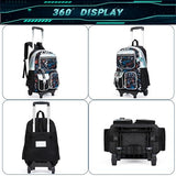 Meetbelify Backpack with Wheels for Boys Rolling Backpack Cute Carry on Backpack with Lunch Box for Elementary Student