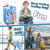 Bluey Kids Suitcase with Wheels Carry On Luggage for Boys Girls Foldable Travel Bag Small Rolling Cabin Case with Handle Lightweight Gifts for Kids S (L18inch x W11.8inch - 15L, Blue)