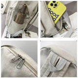 KAOBIO Canvas Backpack for Women Men Vintage Aesthetic Bags Travel Daypack Boho Hippie Grunge Backpack (Sage Green)