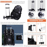 Primary Junior High Boys Rolling Backpacks Wheeled Bags Trolley School Bags Travel Luggage 3 in 1 Kids Bookbag Set with Lunch Bag