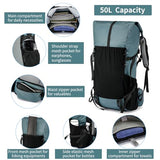 Hiking Backpack,40L to 50L Extra Large Capacity Hiking Bag,Internal Frame Camping Backpack,Upgraded X-PAC Lightweight Sport Daypack Travel Backpack Fit For Mountain Climbing Camping(Grey Green)
