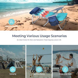 LET'S CAMP Backpack Beach Chair Set of 2, 4-Position Classic Lay Flat, Pillow and Padded Shoulder Straps, Storage Pouch and Towel Bar, Support 350LBS, Wave