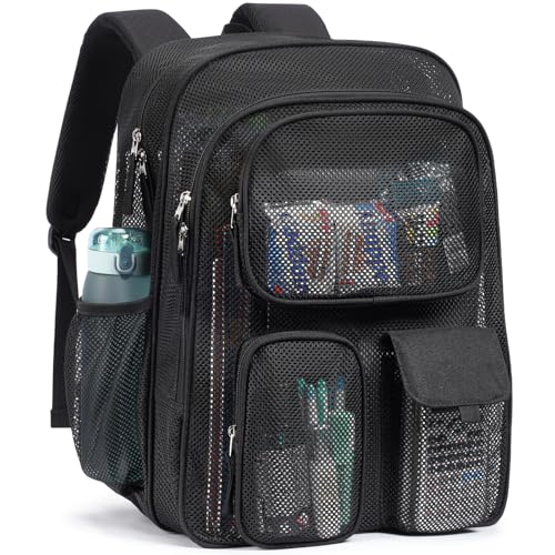 PACKISM Mesh Backpack for School - 18 Inch Extra Large Mesh Bookbag, Black