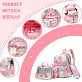Meetbelify Backpack for Girls Backpack with Lunch Box Pencil Case for Elementary Student Kids School Bag for Girls Ages 6-8 Years Old Pink A