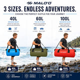 Malo’o Waterproof Dry Duffel, Heavy-Duty Roll Top Waterproof Gear Bag with Shoulder Strap & Molle Loops, Marine Duffel for Kayaking, Boating, Camping, Beach & Travel, Black, 60L