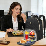 MATEIN Work Backpack with Lunch Compartment, Insulated Quilted Lunch Backpack for Women, Water Resistant Lunchbox Back Pack for Nurse, 15.6 Inch Teacher Work Bag for Office Business Commuting, Black