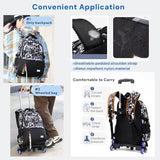 MITOWERMI Kids Rolling Backpack for Boys Girls, Elementary & Middle School Backpack with Wheels, Boys Trolley Roller School Bag Wheeled Bookbag on 6 Wheels, Camouflage Black