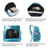 Fermido Holographic Kids Backpack Mermaid Sequin School Backpack for Little Girls Elementary Princess Glitter Bookbags(Teal) One_Size