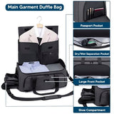Vessgra Garment Bags for Travel 58L Garment Bags Duffle Bag for Travel Convertible Carry On Garment Duffle Bag 4 in 1 Foldable Suit Bag with Shoes Compartment for Men Women Weekender，Dark Grey