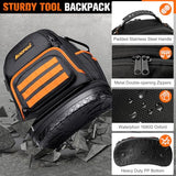 AUROPEAK 96-Pocket Hvac Tool Backpack Heavy Duty, Electrician Tool Bag Backpack for Men Women, Hvac Tool Bag Organizer, Large Tool Backpack with Laptop Compartment & Molded Base for Construction