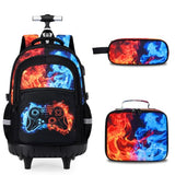 DIGOBAY Rolling Backpack for Boys, 3PCS Luminous Gamer Roller Backpack Set
