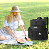Hulongo Cooler Backpack, 30L Insulated Leakproof Soft Cooler Bag for 52 Cans, Lightweight Backpack for Beach, Picnic, Camping, Hiking, Fishing and Travel(Black)