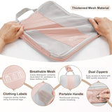 10 Set Compression Packing Cubes for Travel Gifts Mom Women,OlarHike Luggage Clothes Garment Bags for Travelers,Airplane/Cruise/Car Travel Essentials,Compressible Expandable Saver Space Bags(Beige)