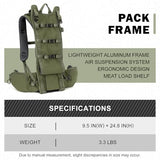 MOXULE Hunting Backpack Frame - Lightweight Aluminum Pack Frame for Backpacking, Hiking, Meat-Hauling, Large Load Hunting Green