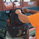 Klein Tools 55485 Tool Bag Backpack, Durable Electrician Backpack with 48 Pockets for Hand Tools, Waterproof Bottom, Removable Carrier