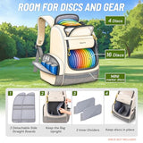 Bosynoy Disc Golf Bag with Clear Phone Holder, 20+ Discs Disc Golf Backpack with Insulated Pocket, Cute Beige Sports Backpack for Women Men Beginners