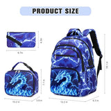 Bevalsa Backpack for Boys, Lightning School Bags with Lunch Bag & Pen Case for Kids, Bookbag for Boys Teens Elementary Middle High School