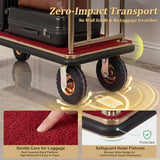 2000 LBS Heavy Duty Hotel Luggage Cart, Gold Bellman Cart with Carpeted Platform, 8" Pneumatic Wheels & Bumper Rails, Rolling Bellhop Luggage Trolley for Hotel, Resort & Condo, 42" x 26" x 70"