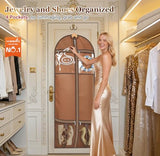 MISSLO 60" Dress Bags for Gowns Long with 4 Large Pockets Garment Bags for Travel for Women Heavy Duty Wedding Dress Bag for Hanging Clothes Garment Covers, Beige