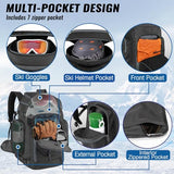 RESVIN Ski Boot Bag, 65L Durable Travel Backpack, 1680D Nylon Waterproof Snowboard Boot Bag, Skiing and Snowboarding Travel Luggage for Helmet, Goggles, Gloves, Outerwear & Accessories (Light Black)
