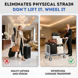 VitaCu Heavy Duty Luggage Cart - 8" Wheels, Commercial Hotel Luggage Trolley, 900lbs Capacity Bellman Cart with Platform for Hotels & Airports