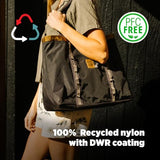 Topo Designs Mountain Utility Tote, Grab and Go Bag with Removable Shoulder Strap, Cinch Top, External Zippered Pocket + Daisy Chain for Clip-Ons, Fair Trade Certified (Midnight/Caribbean)