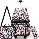Meetbelify Rolling Backpack for Girls Backpack with Wheels for Elementary Student Kids School Bag with Lunch Box Pencil Case for Girls Ages 6-8 Years Old