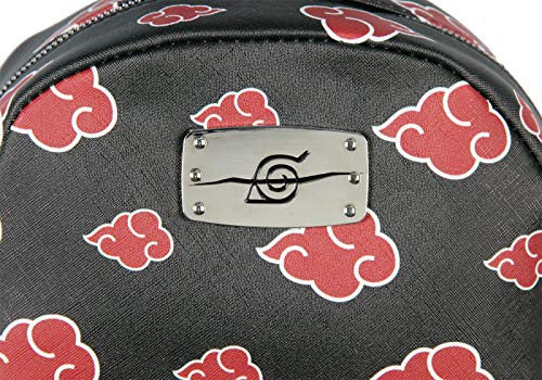 Bioworld Naruto Akatsuki Sasuke Red Cloud Anti Leaf Faux Saffiano Leather Mini Backpack Bag
