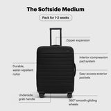 Away Softside Medium Checked Suitcase, 26 Inch Expandable Luggage For Men & Women, Durable Nylon Exterior, TSA Approved Lock, Ideal For Trips 1-2 Weeks, Jet Black