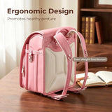 LMRENCE Ransel Randoseru Backpack Japanese School Bag for Girls and Boys Classic Backpack Waterproof PU leather
