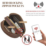 S-ZONE Small Crossbody Bags for Women Trendy RFID Blocking Cross body Bag Leather Cell Phone Wide Strap Shoulder Purses Dark Brown