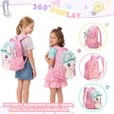 Meetbelify Cute Cat School Backpacks for Girls Backpack with Lunch Bag for Elmentary Students Kids Travel Bookbag for Girls Age 6-12