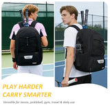 Goloni Tennis Backpack, Tennis Bag with Fence Hook & Ventilated Shoe Compartment, Holds 2 Tennis Rackets, Waterproof Sports Backpack for Men Women, Ideal for Tennis, Pickleball, Badminton