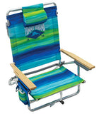 Tommy Bahama 5-Position Classic Lay Flat Folding Backpack Beach Chair, Blue and Green Stripe, 23" x 25.25" x 31.5"