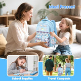 KIEAL 16.5/19IN School Backpack for Girls with 24Pcs Accessories, Anti-Theft Kids Backpack for Students, New Semester Presents with Pins and Card Holder
