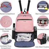 Ytonet Tennis Bag Tennis Backpack for Women Men 2 Rackets with Insulated Pocket Ventilated Shoe Compartment