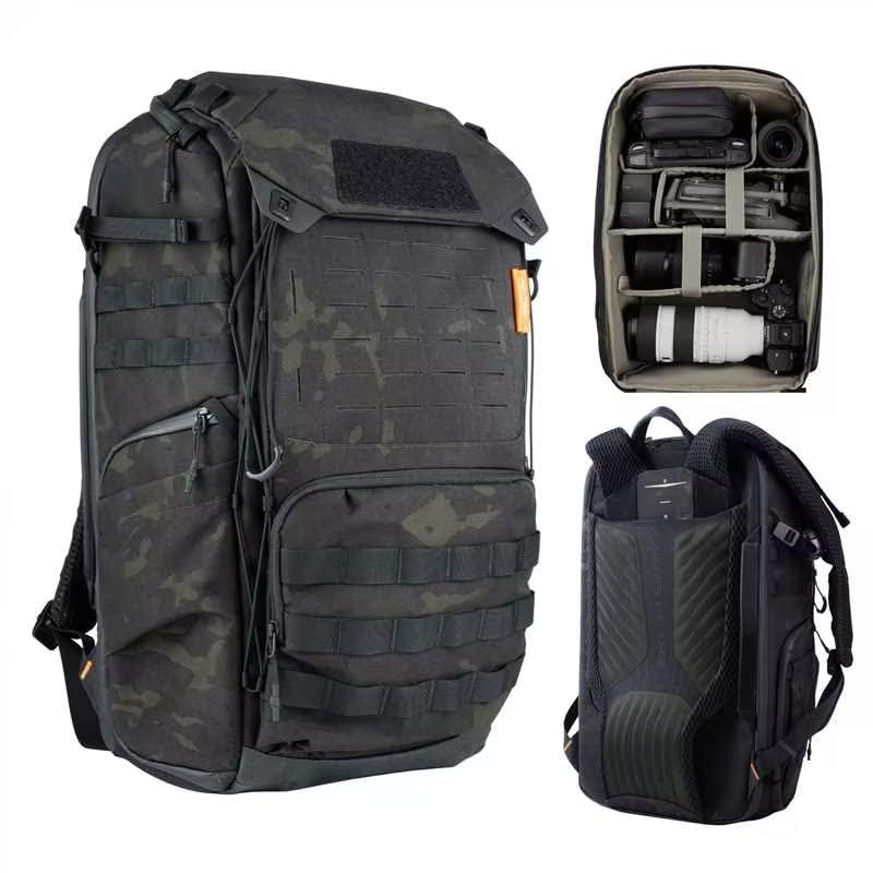PGYTECH OneMo TAC 25L Tactical Camera Backpack, Waterproof DSLR/SLR/Mirrorless Photography Camera Bag with 15.6" Laptop Sleeve, Tripod Holder & Rain Cover (Dark Night camo)