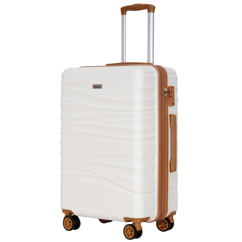 Romswi 26" Medium Checked Luggage, Expandable Checked-Medium Hardshell Suitcase with Double Spinner Wheels for 20% More Space, Hardside Luggage, Scratch-Resistant & YKK Zipper White