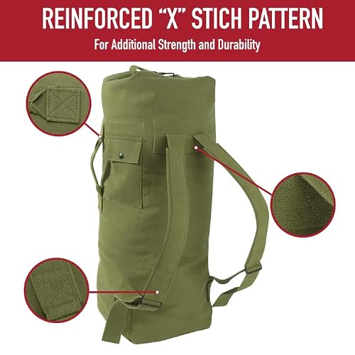 Rothco Canvas Double Strap Duffle Bag: 89.6L Capacity for Durability and Convenience – Olive Drab
